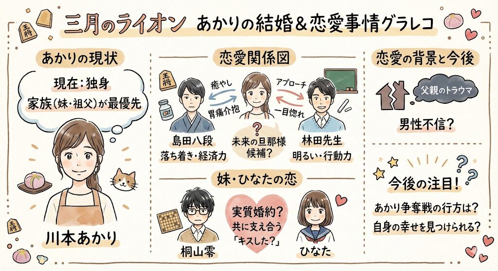 三月のライオンのあかりは結婚した？相手は誰？恋愛事情まるっと解説！