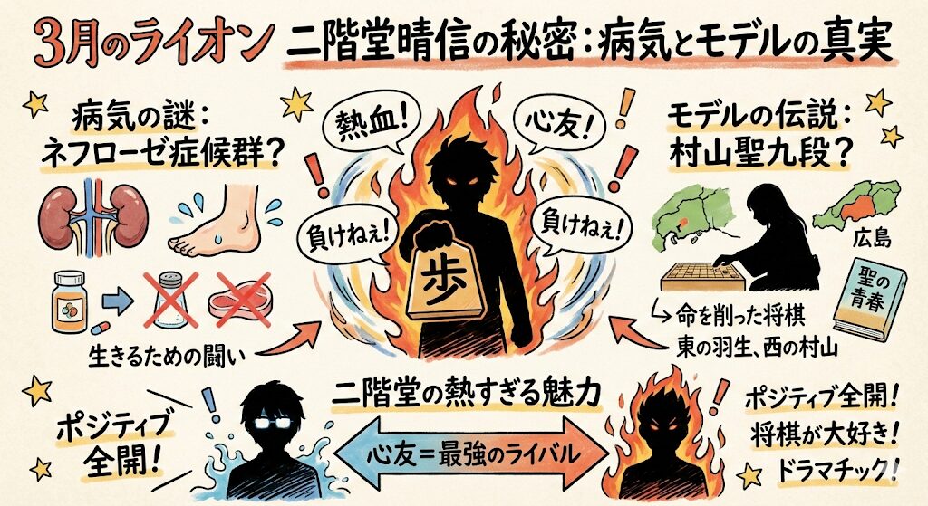 三月のライオン二階堂の病気はネフローゼ症候群？モデルは村山聖？
