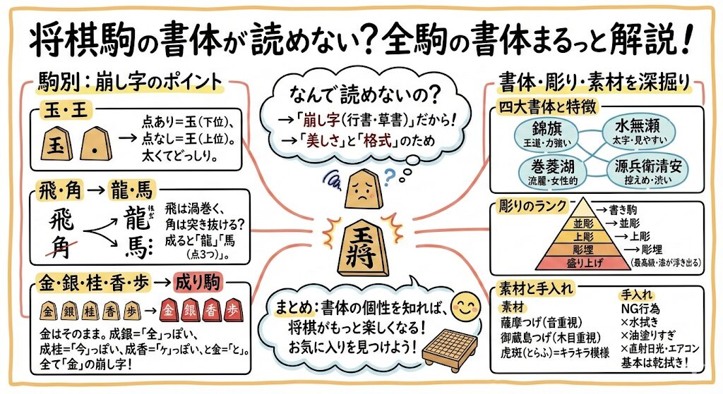 将棋駒の書体が読めない？全駒の書体まるっと解説！