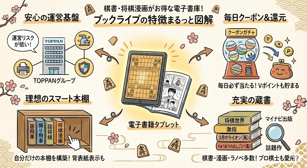 「将棋沼」の底なし本棚。棋書・漫画がお得に読める「ブックライブ」