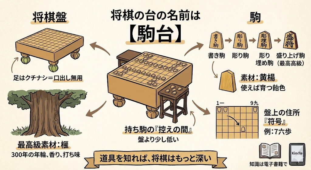 将棋の台の名前と道具の美。榧の香り、駒音、指先に宿る職人の魂
