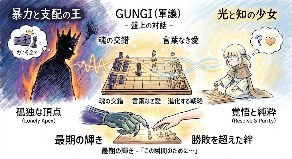 メルエムと将棋。盤上の闇に響く駒音、魂が溶け合う最期の光