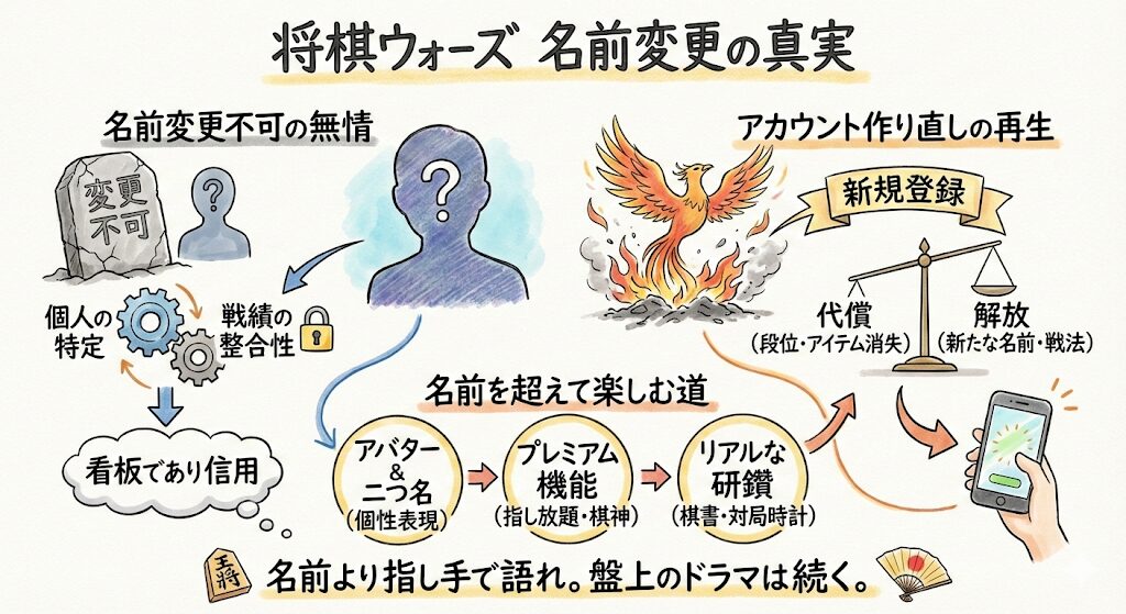 将棋ウォーズ名前変更の無情。盤上に刻む過去と指先が掴む再生の光