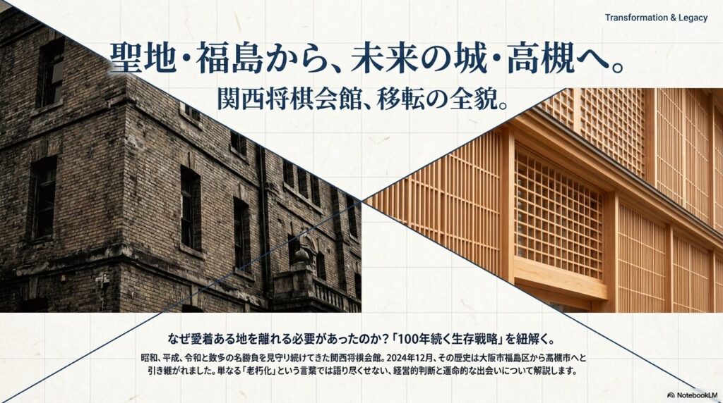 関西将棋会館の移転はなぜ?聖地福島を離れ高槻へ行く本当の理由