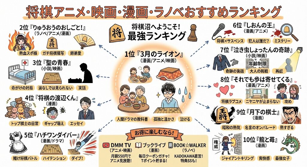 将棋アニメ・映画・漫画・ラノベおすすめランキング