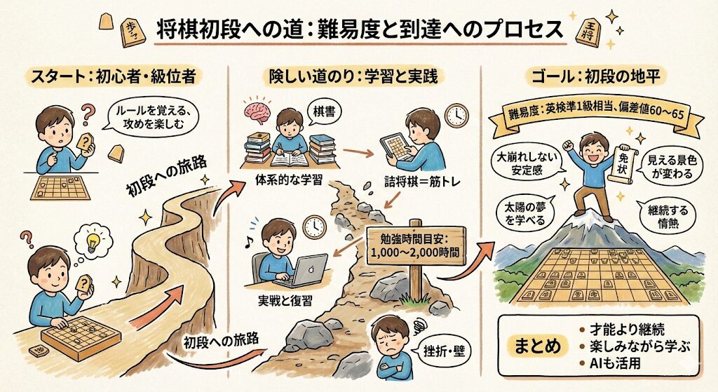 将棋初段の難易度は?到達への勉強時間と挫折を越える最短上達法
