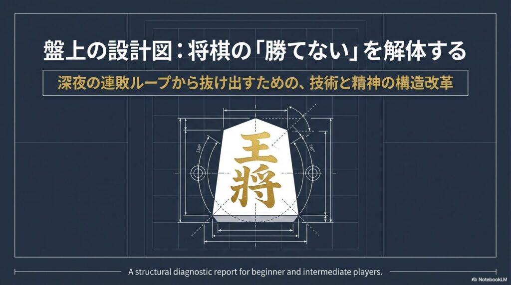 将棋で勝てない構造を解体し勝利への設計図を描き直す王将のイメージ図