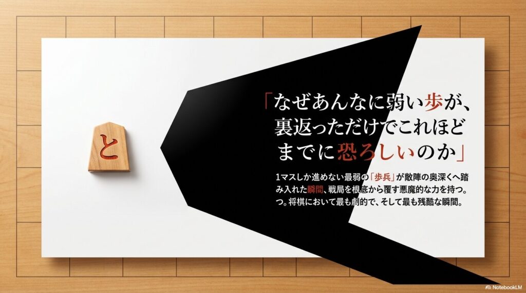 1マスしか進めない最弱の歩兵が敵陣の奥深くへ踏み入れ、戦局を覆す悪魔的な力を持つ瞬間の解説