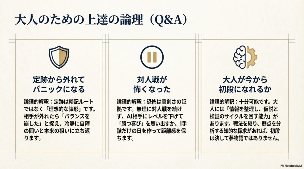 大人が将棋を始める際の上達の論理的解釈Q&A